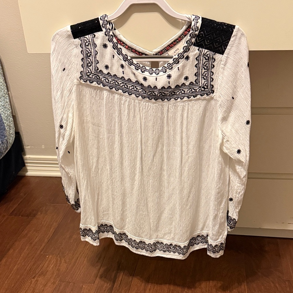 Knox Rose White and Black Embroidered Blouse